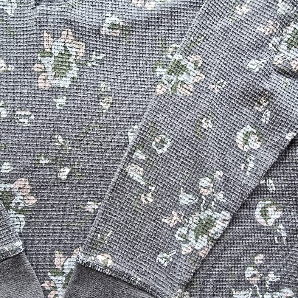 Orvis Navy Small Floral Button-Up Thermal Top Winter And Fall . - Picture 6 of 8